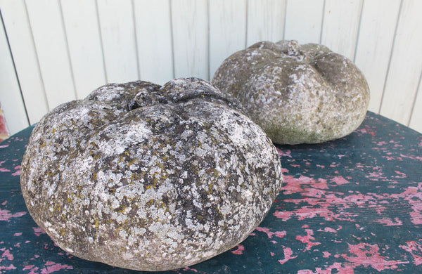 A Pair of Vintage Reconstituted Stone Pumpkins
