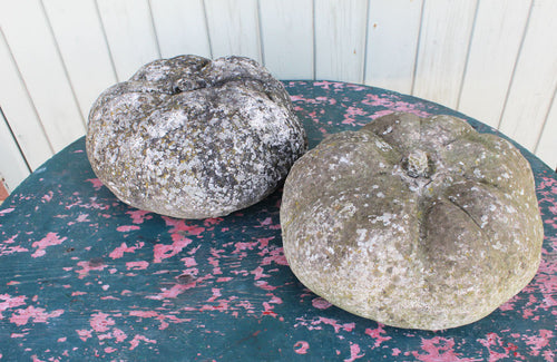 A Pair of Vintage Reconstituted Stone Pumpkins