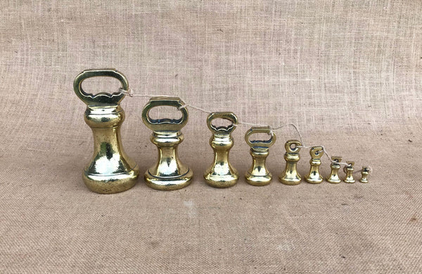 A Set of Victorian Brass Weights – garden-artefacts