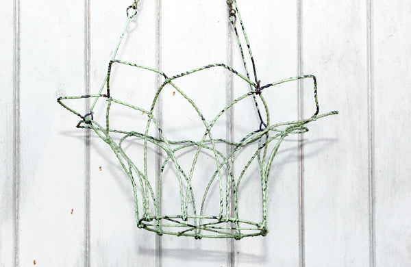 Victorian Wire Hanging Basket with Apple Green Paint
