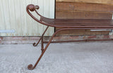 Vintage Iron Bench with Slated Seat with Scrolled Ends