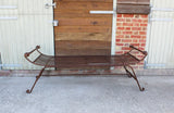 Vintage Iron Bench with Slated Seat with Scrolled Ends