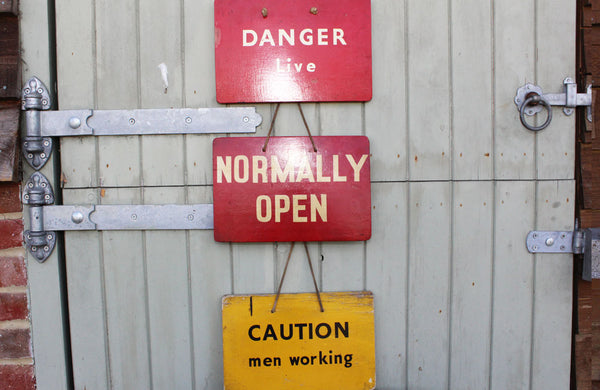 Vintage Painted "Men Working" Power Station Sign