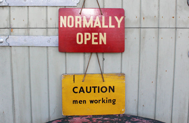 Vintage Painted "Men Working" Power Station Sign