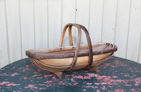 A Vintage Potato Basket with Wooden Handel
