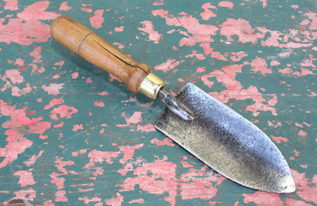 A Vintage Steel Hand Fork with Turned Beech Wood Handle