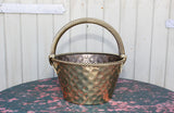 Vintage Brass Basket with Rope Twist Handle