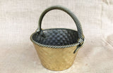 Vintage Brass Basket with Twist Turned Handle Straps