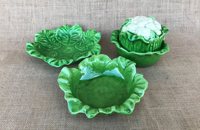 An Early 20th C French Glazed Pottery Cauliflower Dish Set