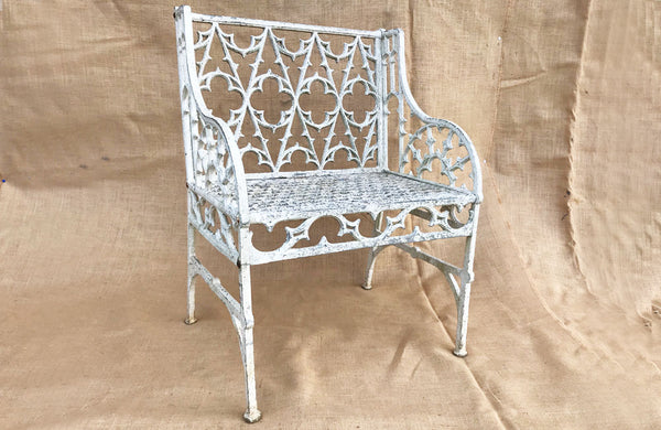 A Mid 20th C Painted Gothic Style Garden Seat