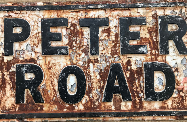 Cast Iron Street Sign of Peter Road